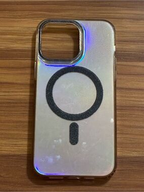 Clear Iridescent Magnetic-Compatible Phone Case - White